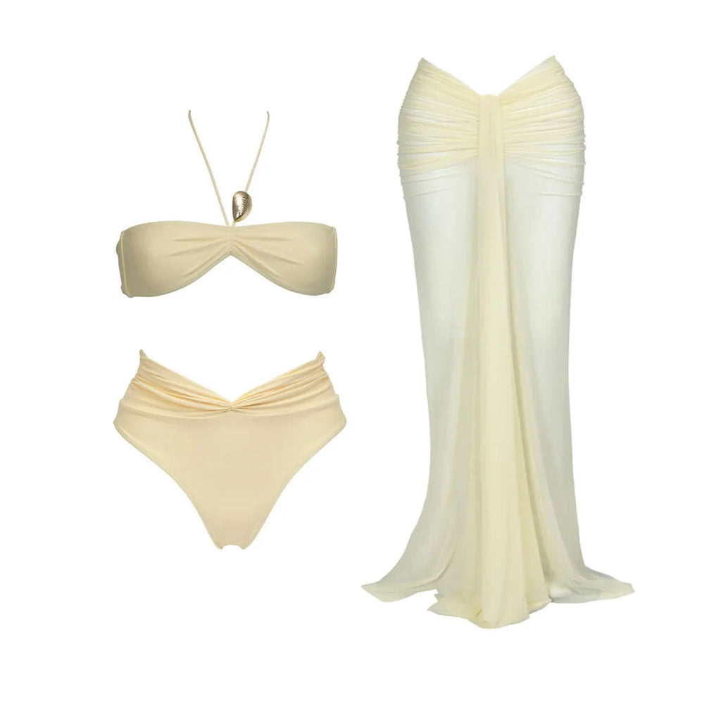 Ruched Bikini Set with Skirt