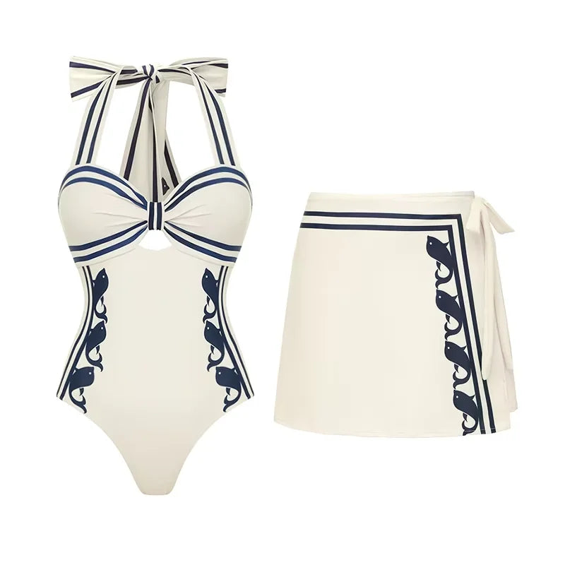 Striped Ruffle Bikini Set