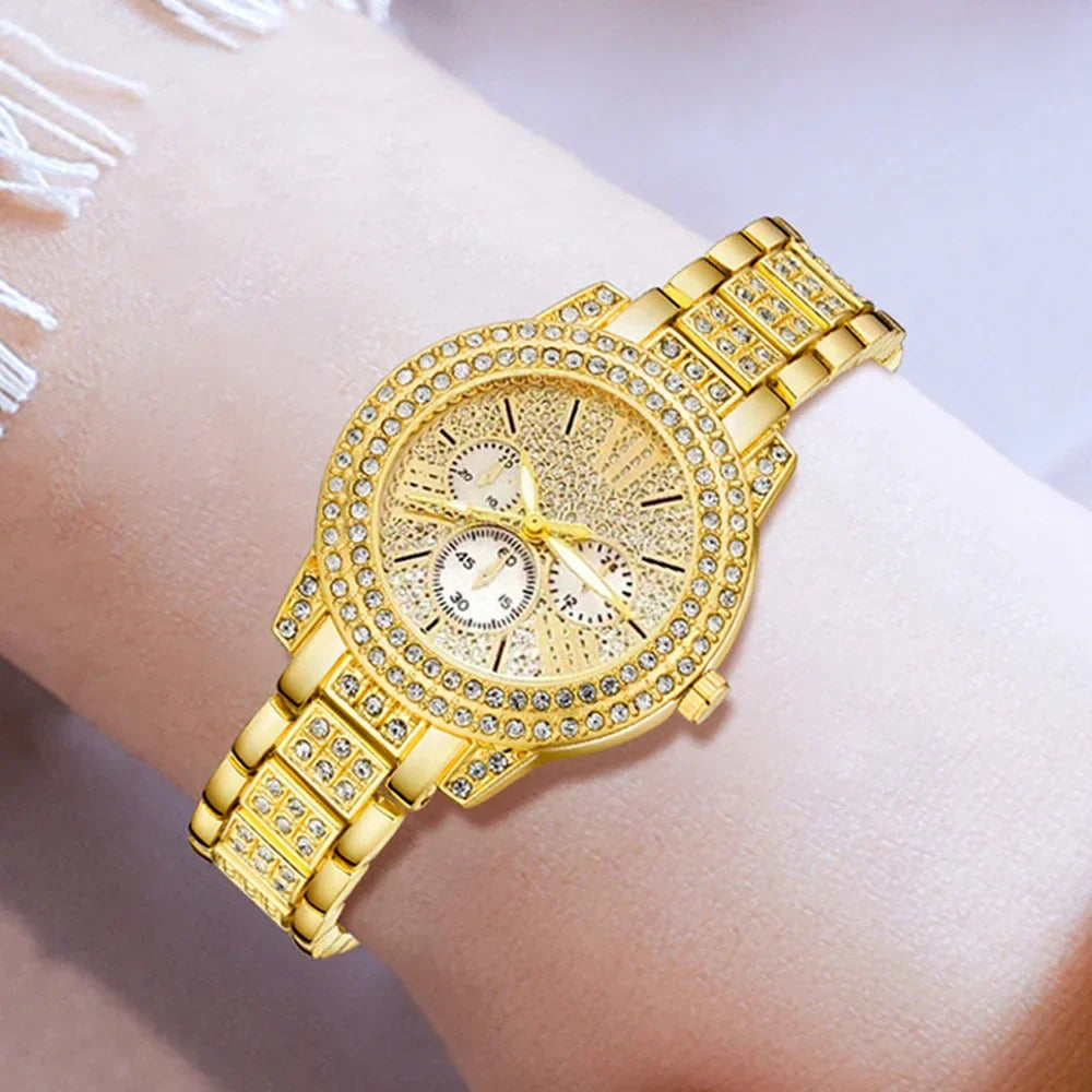Gold Quartz Watch Gift Set