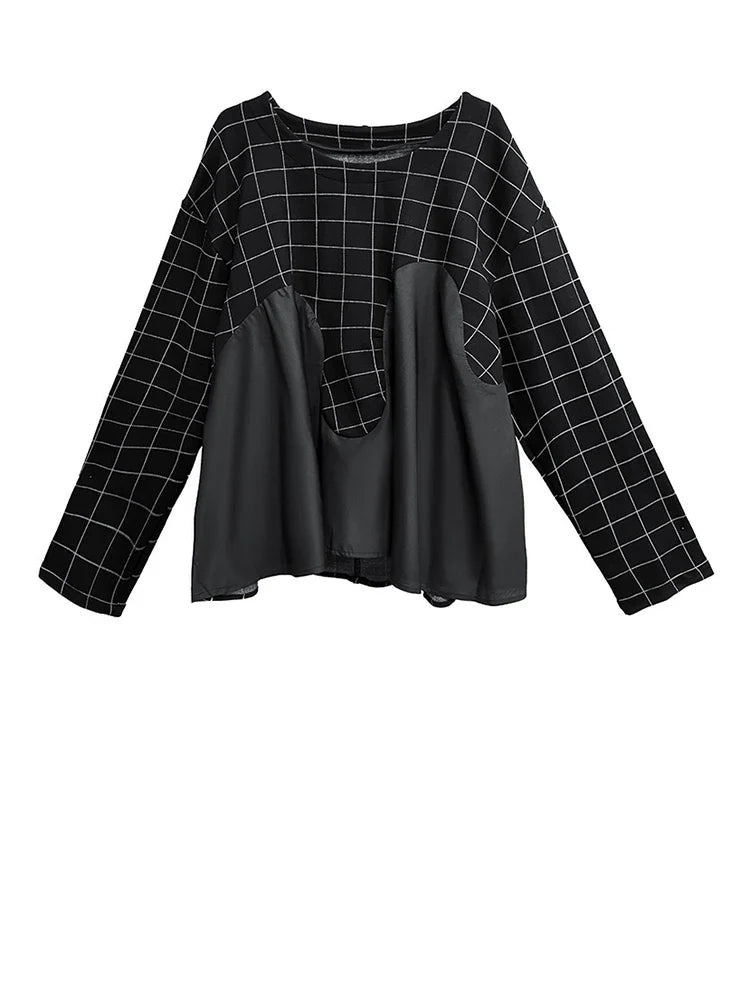 Plaid Patchwork Cotton Tee