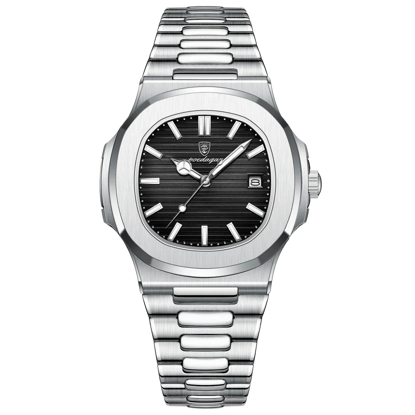 Black Steel Square Quartz Watch