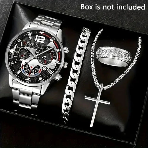 4-Piece Steel Quartz Watch Set