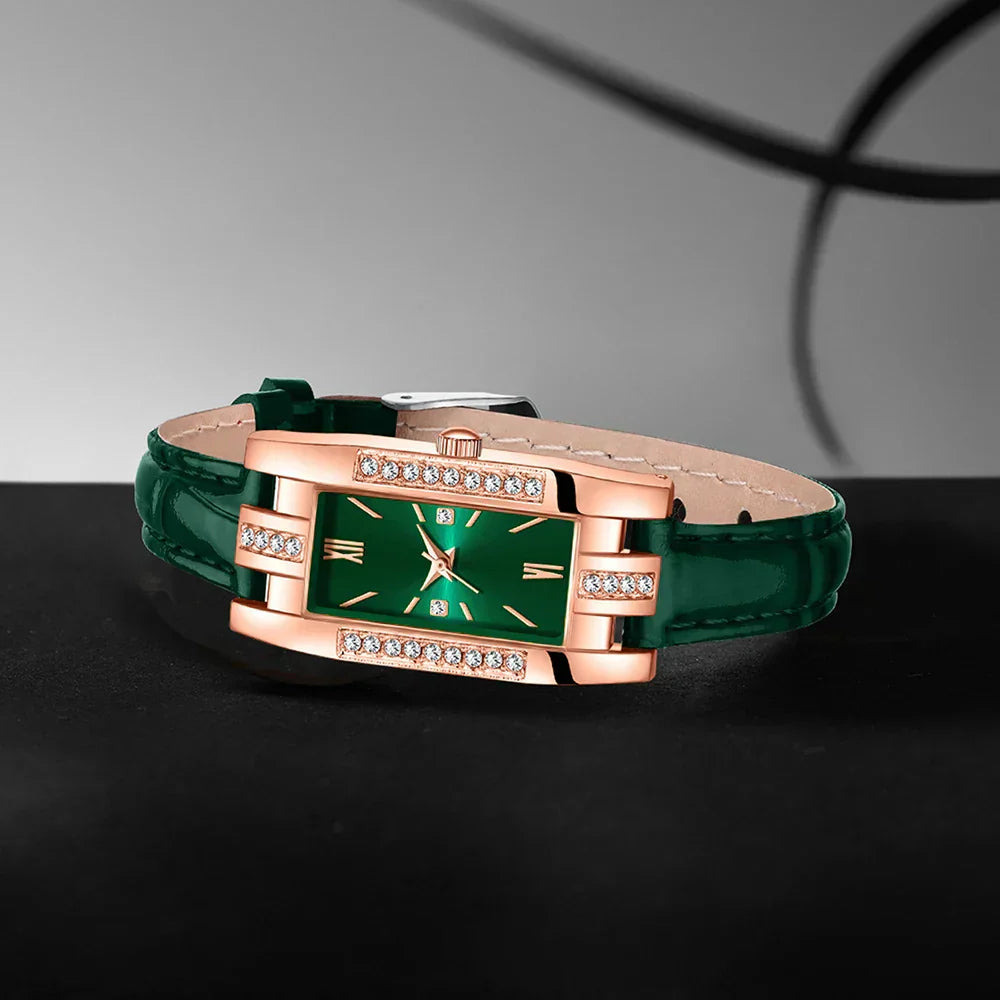 Green Quartz Watch Gift Set