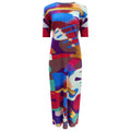 Pleated Abstract Midi Dress