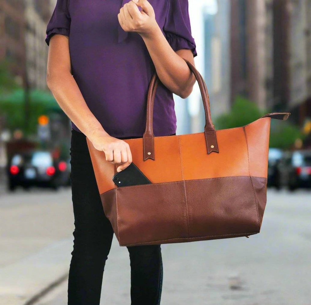 Full-Grain Leather Work Tote