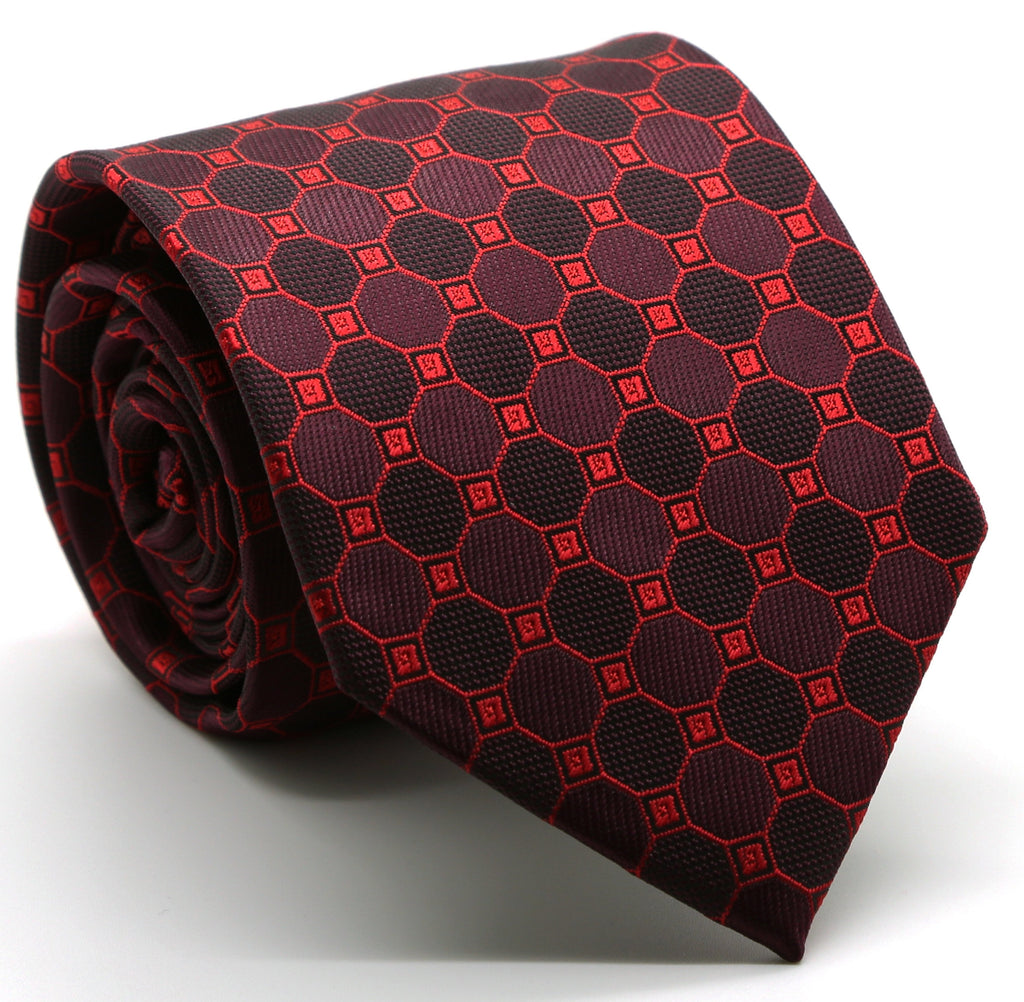 Red Geometric Tie Set