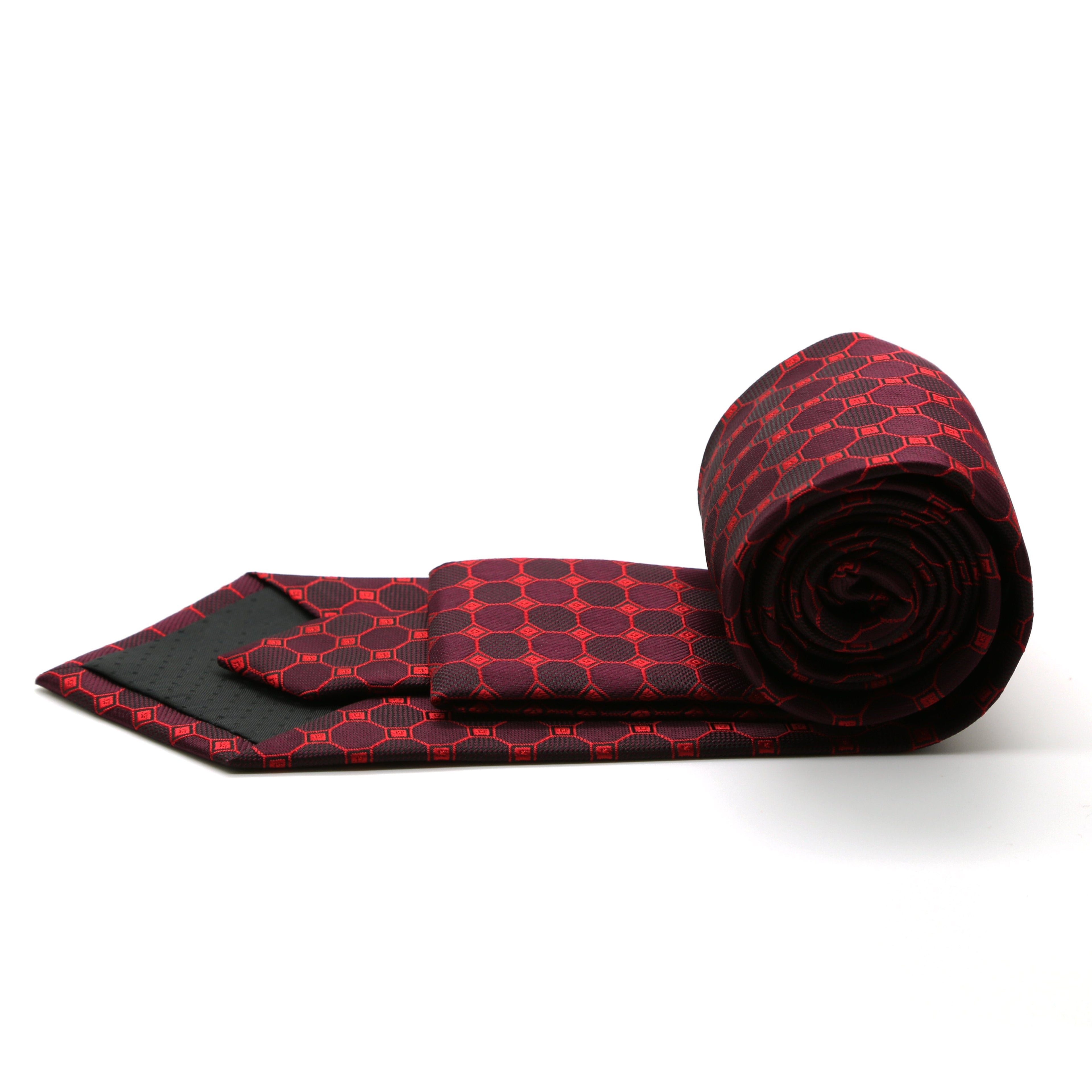 Red Geometric Tie Set
