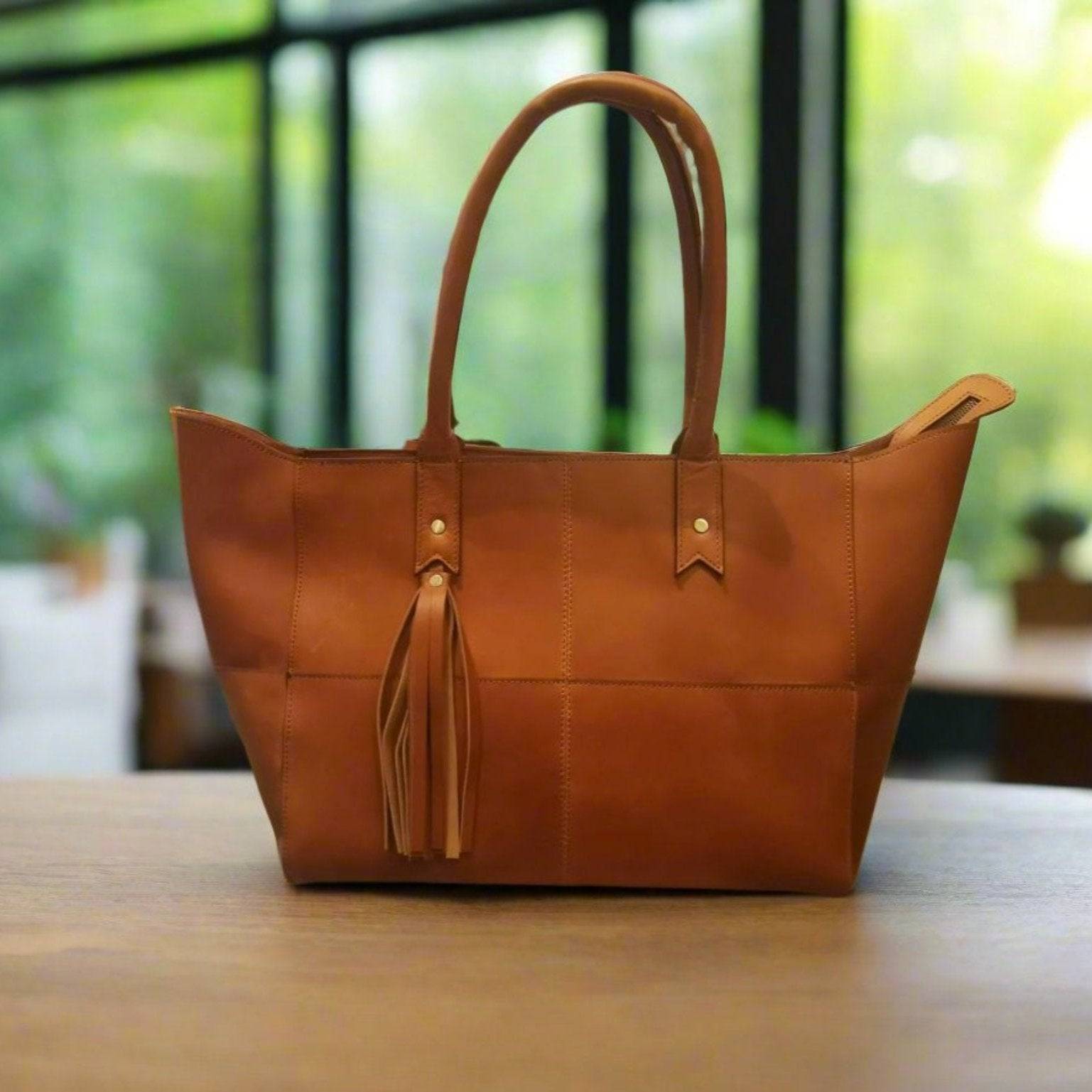 Full-Grain Leather Work Tote