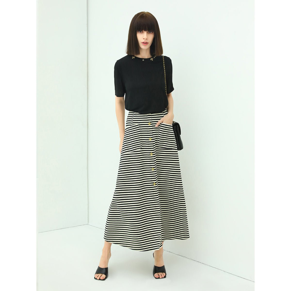 Flowy A-Line Striped Maxi