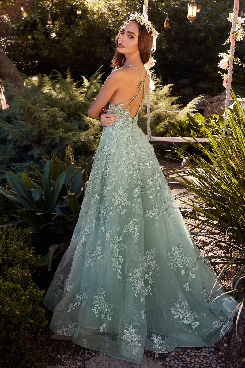 Embroidered Tulle Ball Gown
