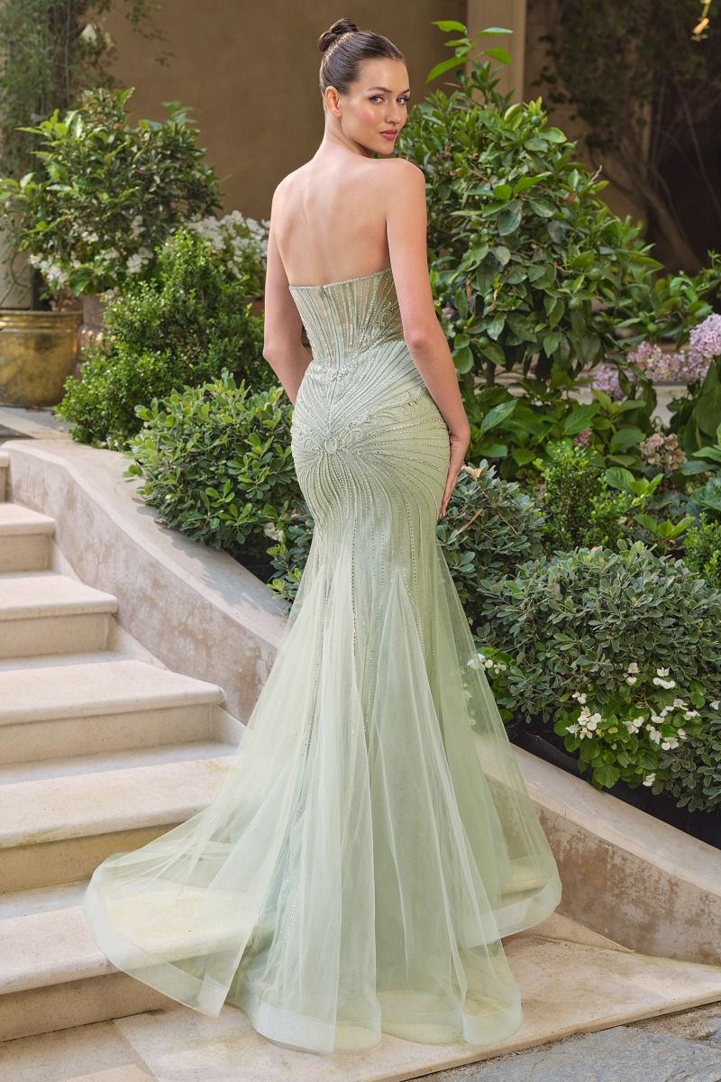 Beaded Tulle Mermaid Gown