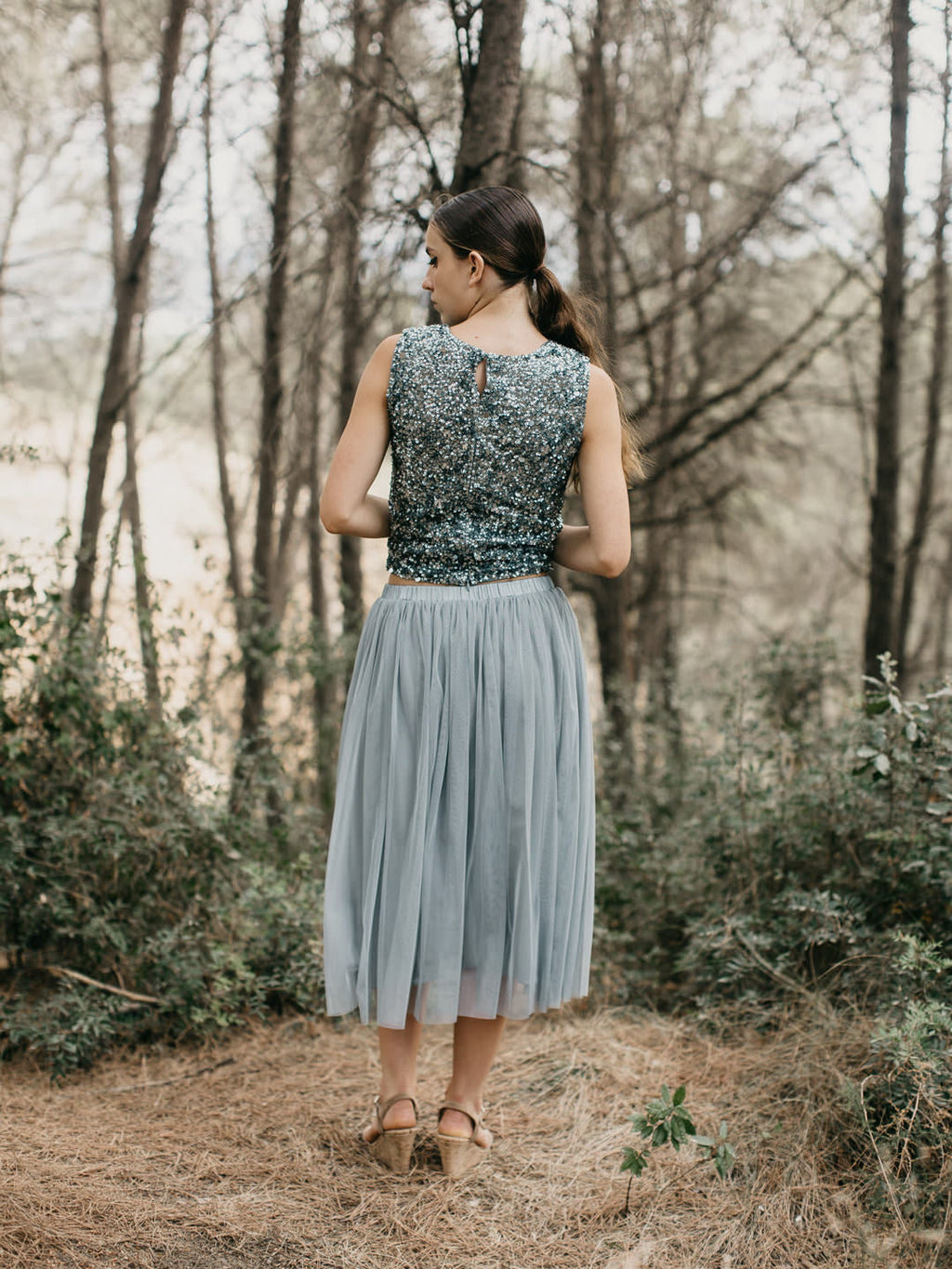 Ines Elastic Waist Midi Skirt