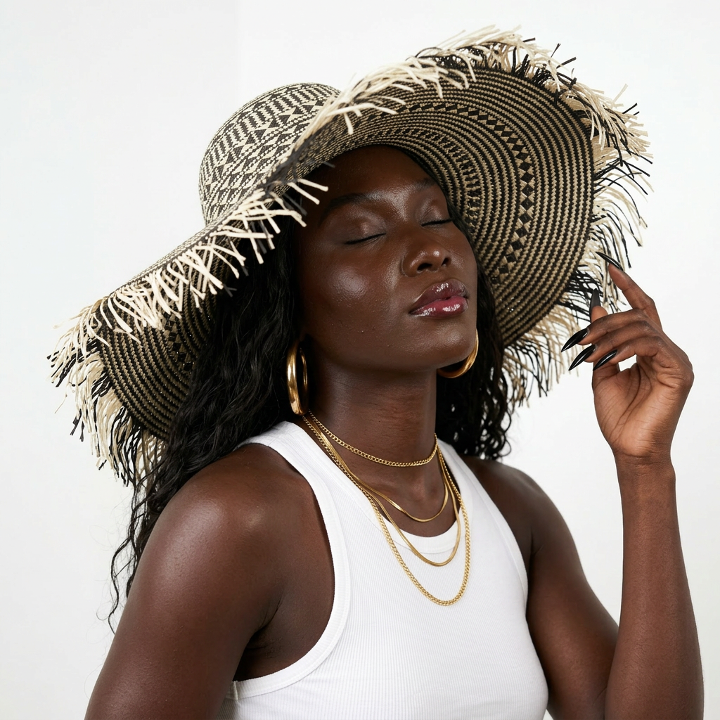 UPF 50+ Fringe Straw Hat