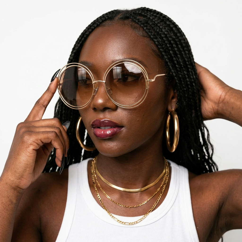 Gold Round UV400 Sunglasses