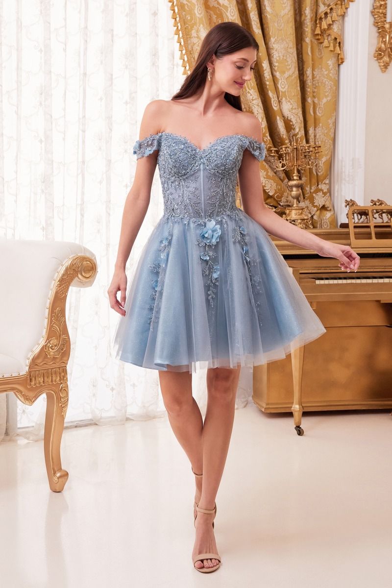 Lace Off-Shoulder Hoco Dress