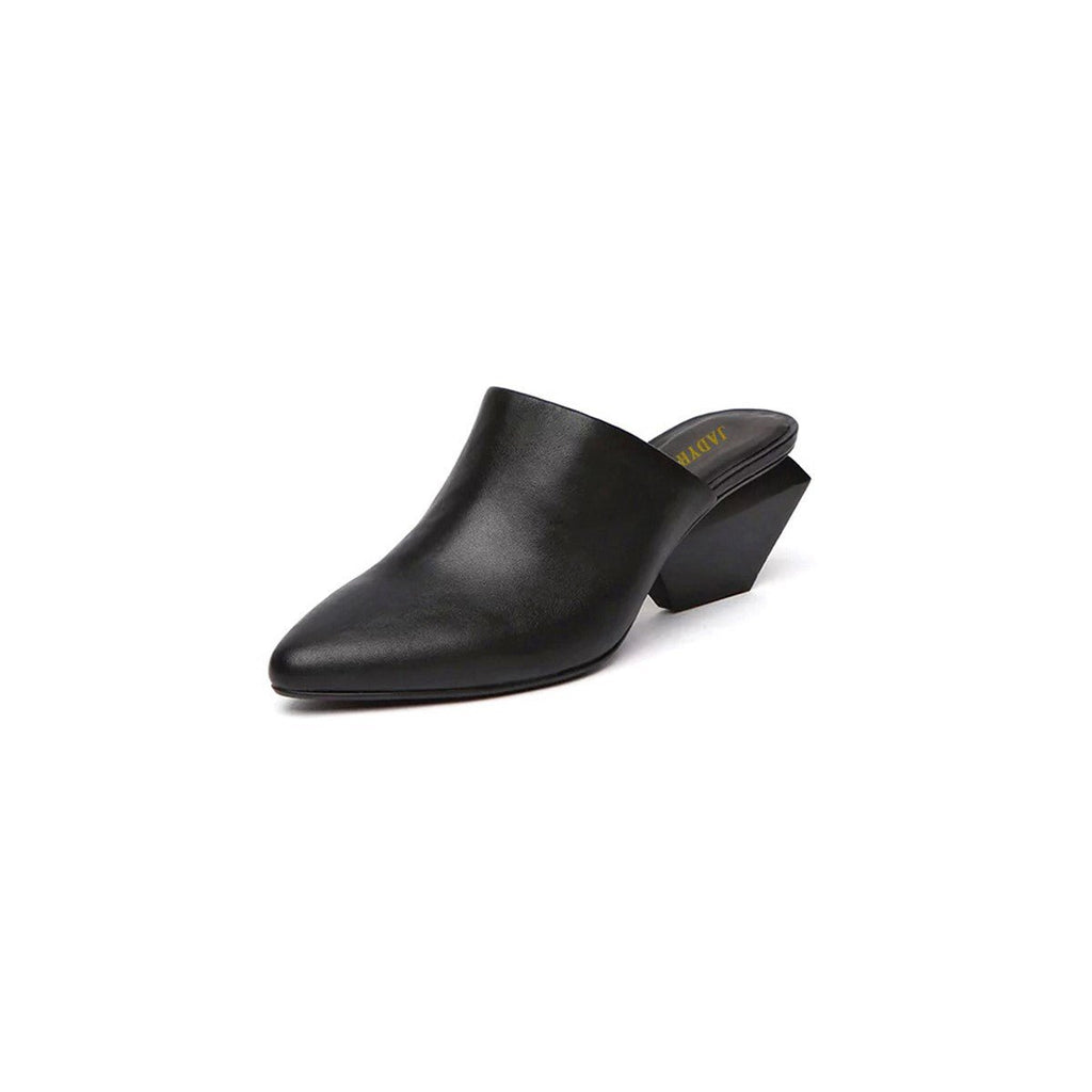 Classic Open Toe Slip On Block Heel Mules