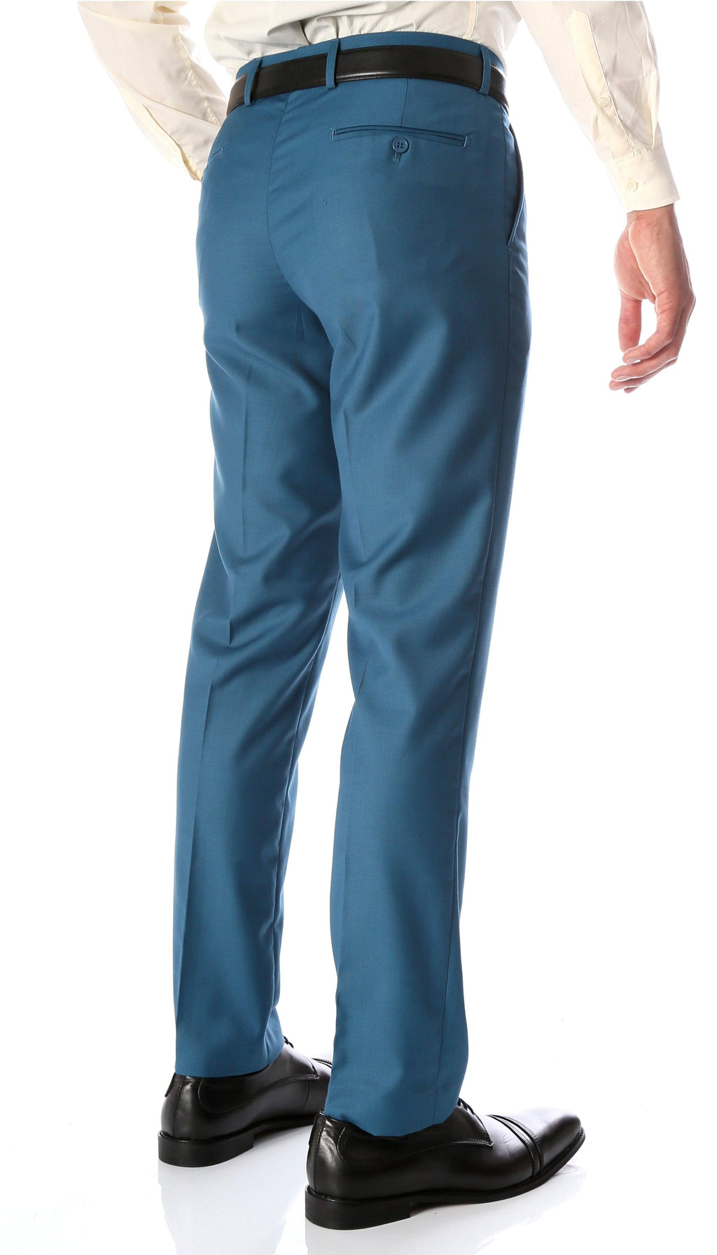 Teal Slim Fit Viscose Pants