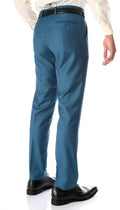 Teal Slim Fit Viscose Pants