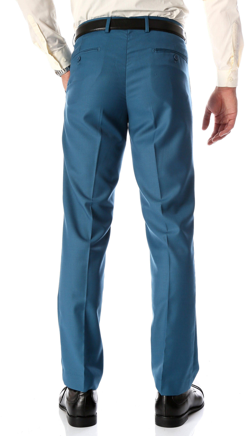 Teal Slim Fit Viscose Pants