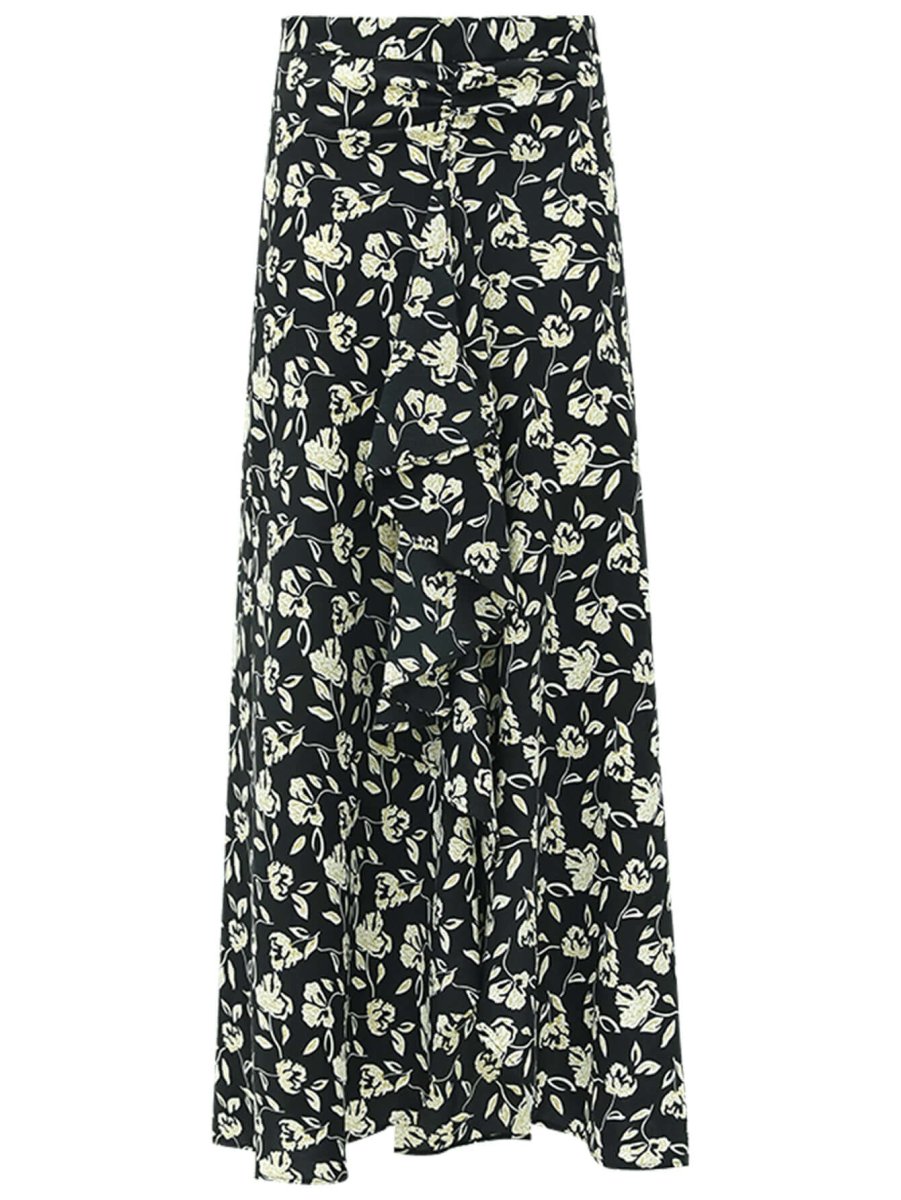 Soft Floral Midi Wrap Skirt