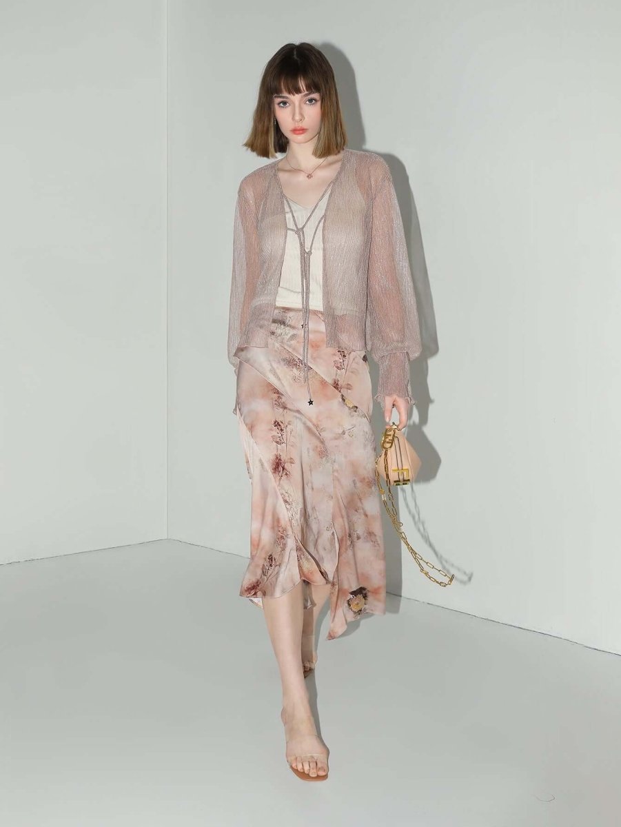 Ombre Satin Asymmetrical Skirt