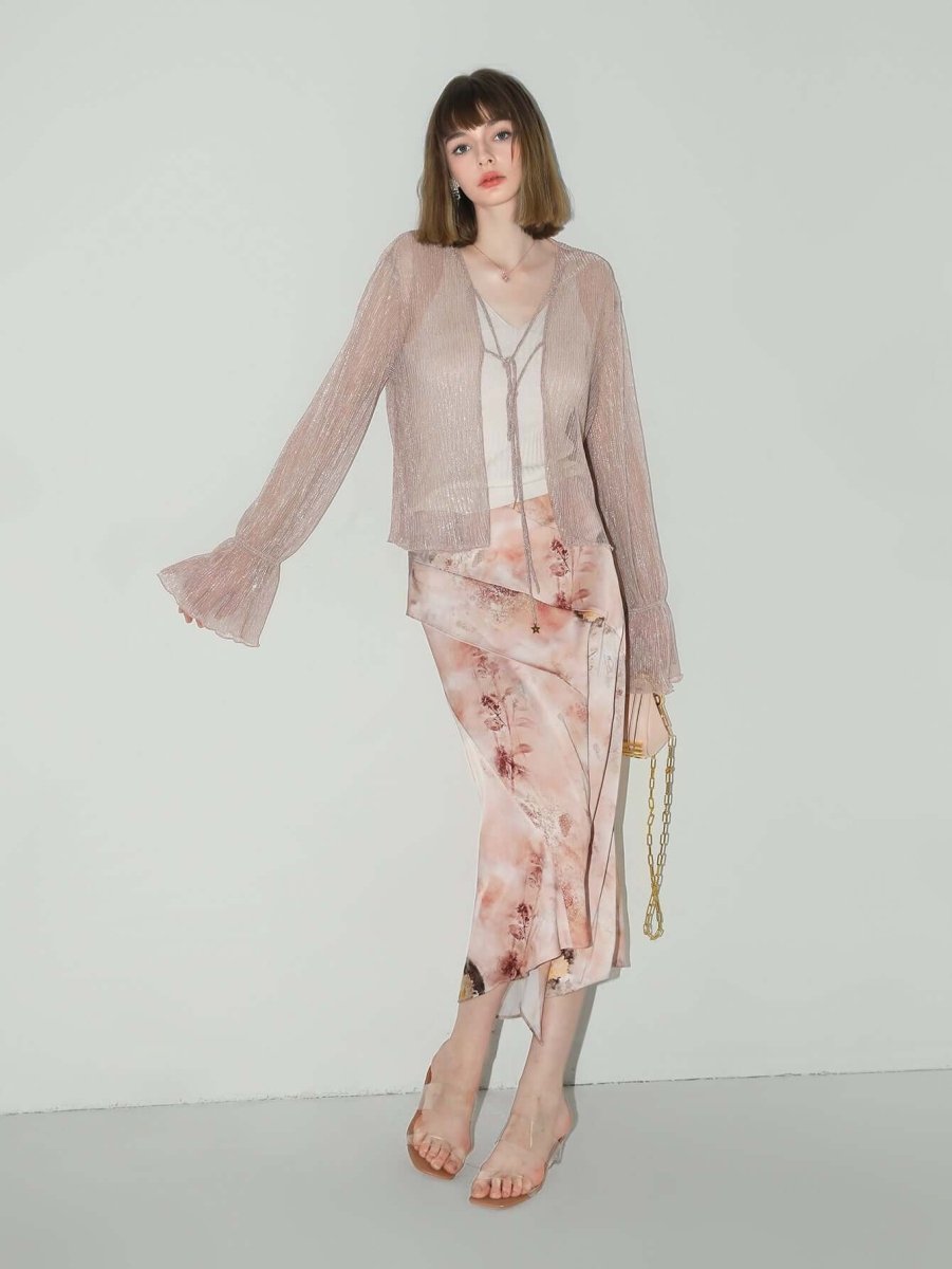 Ombre Satin Asymmetrical Skirt