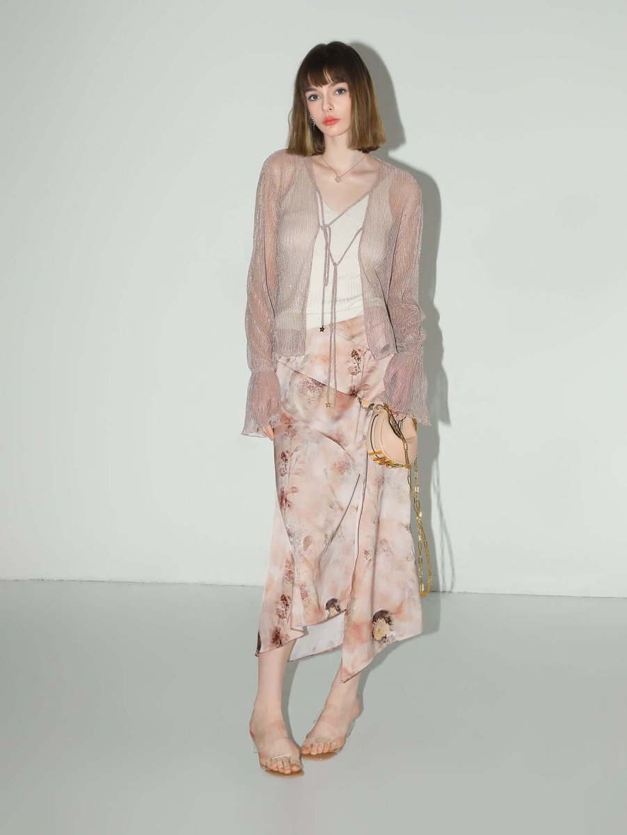 Ombre Satin Asymmetrical Skirt