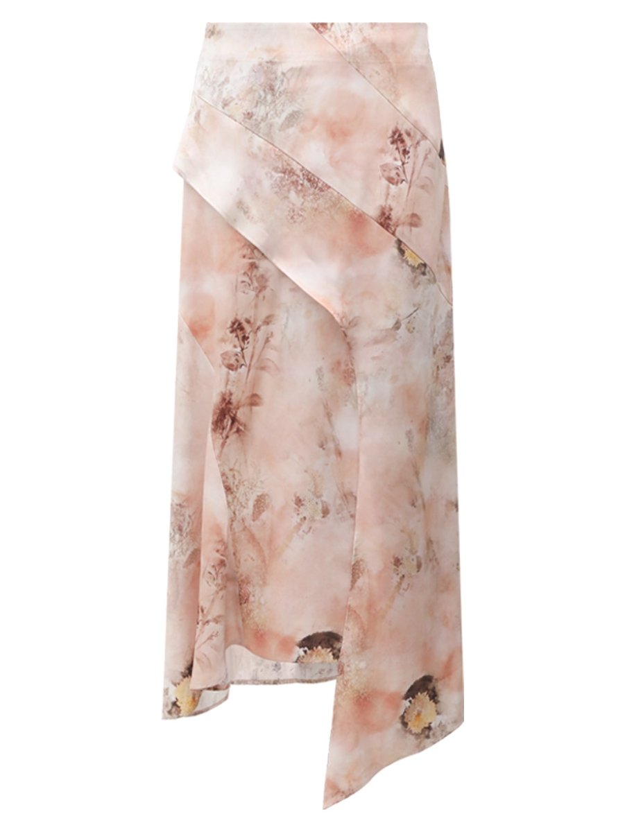 Ombre Satin Asymmetrical Skirt