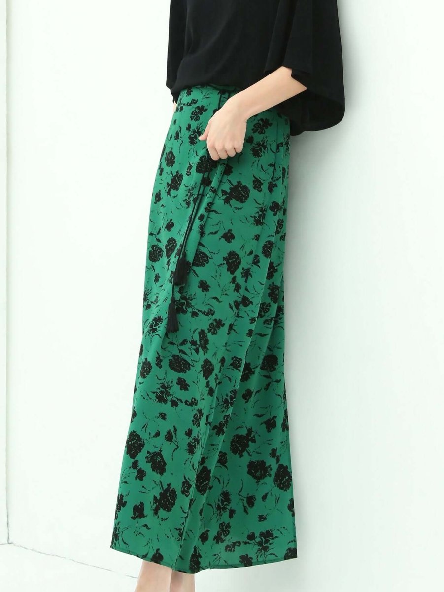 Floral High-Waist Midi Skirt