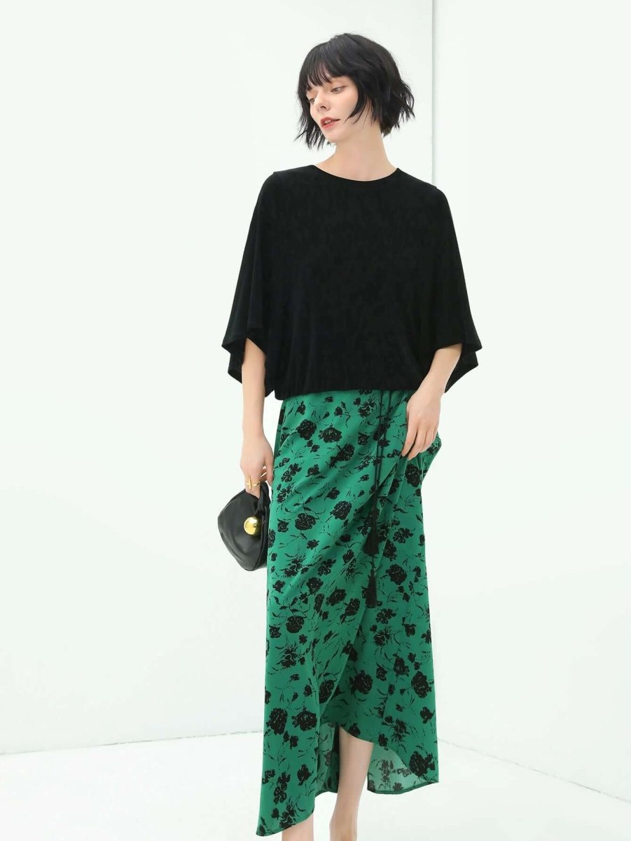 Floral High-Waist Midi Skirt