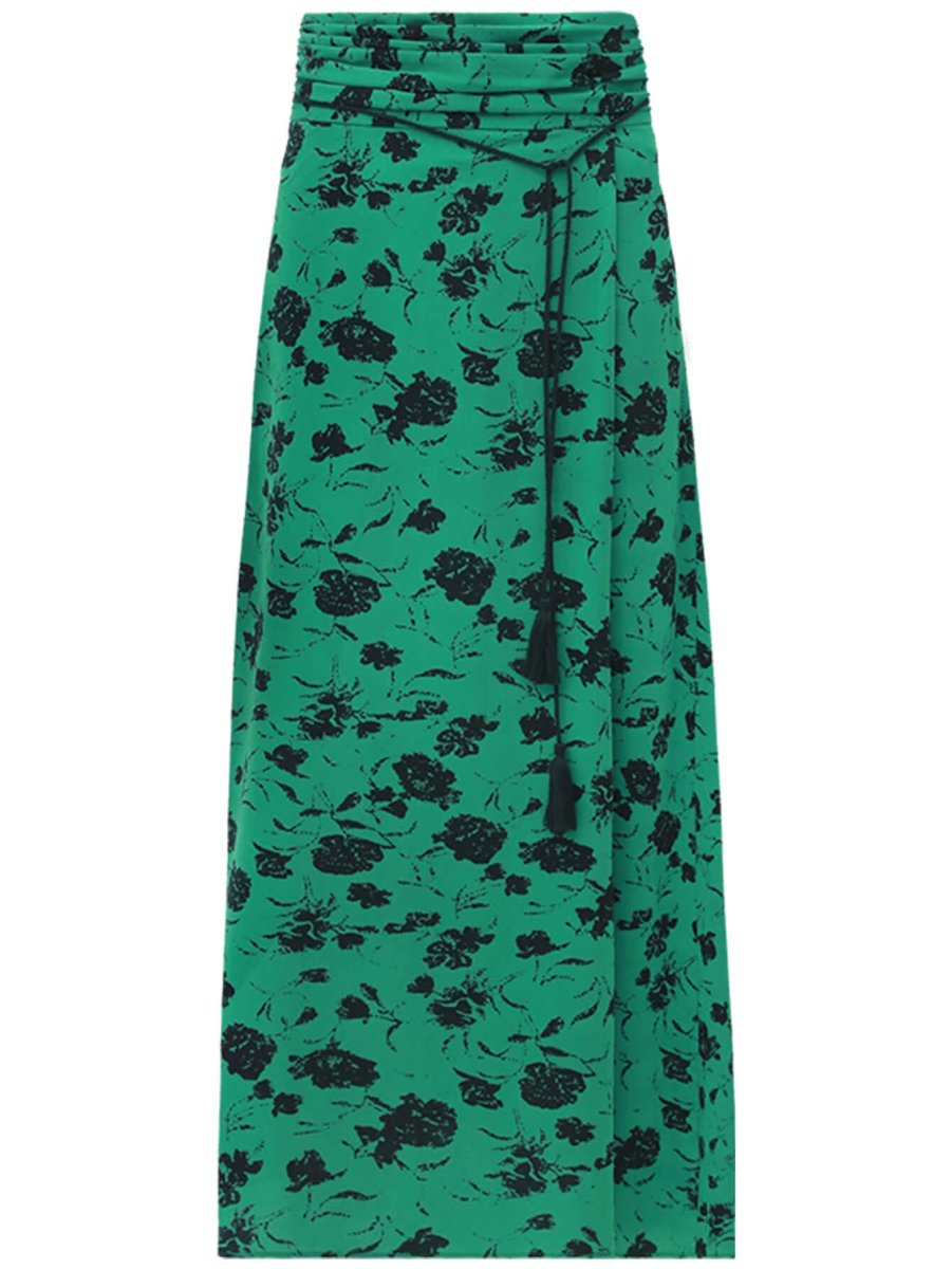 Floral High-Waist Midi Skirt
