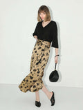 Pleated Floral Midi Skirt