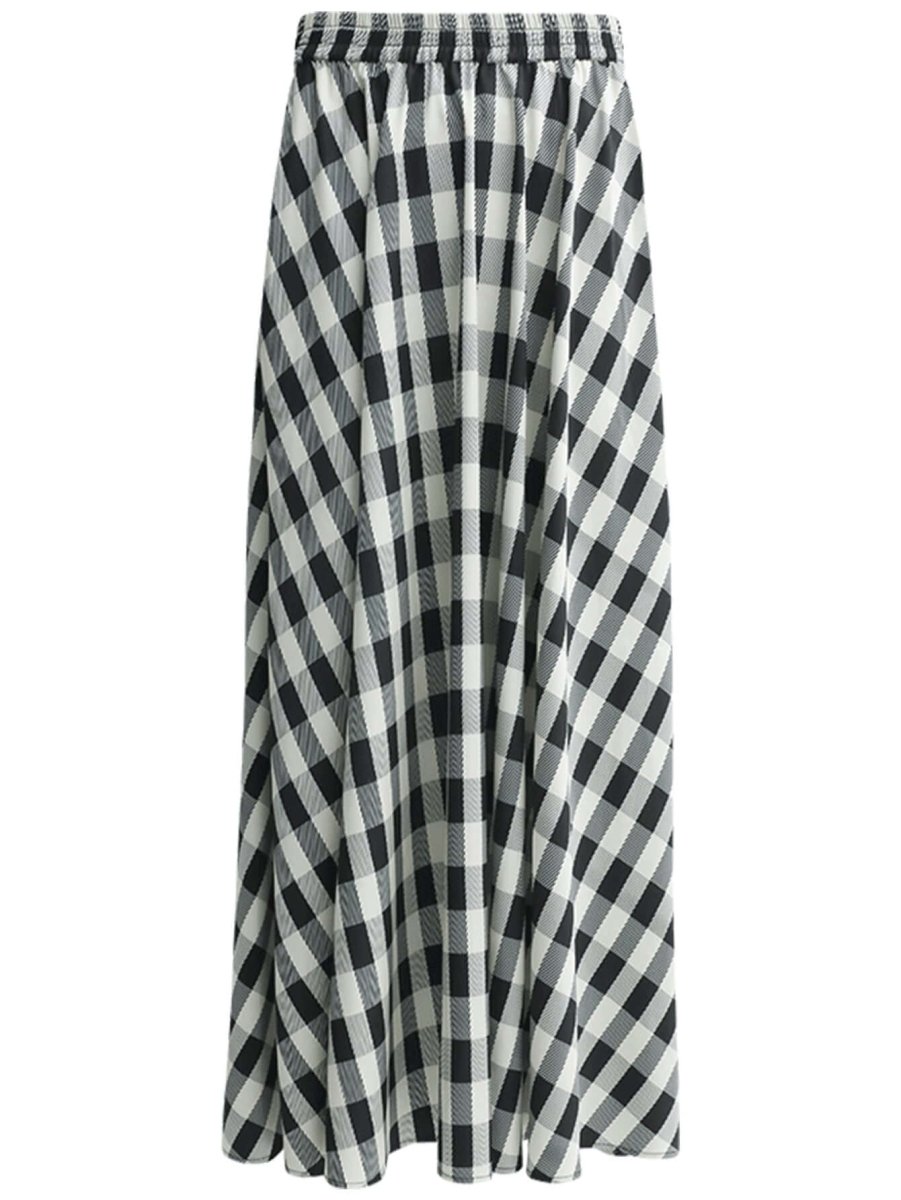 High-Waist Checkered Maxi