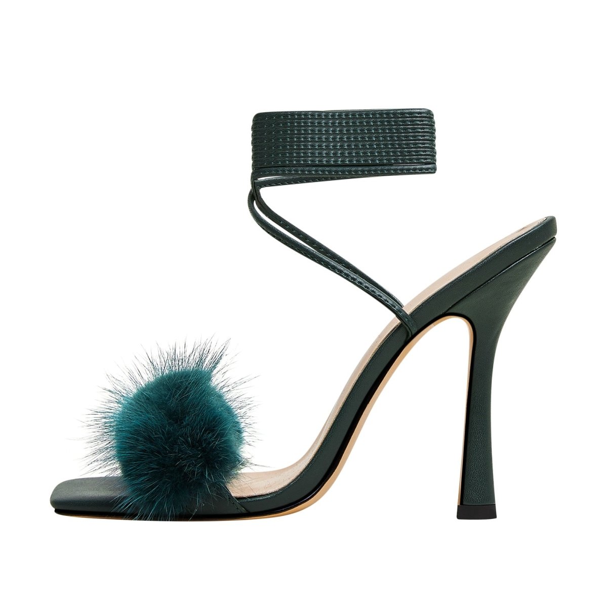 Furry Open Toe Ankle Strap Sandals