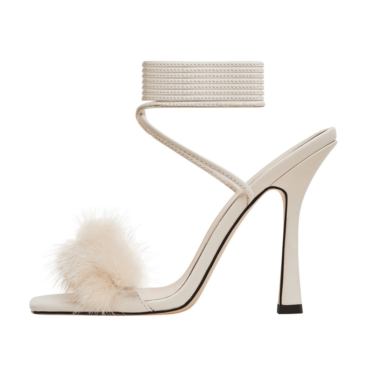 Furry Open Toe Ankle Strap Sandals