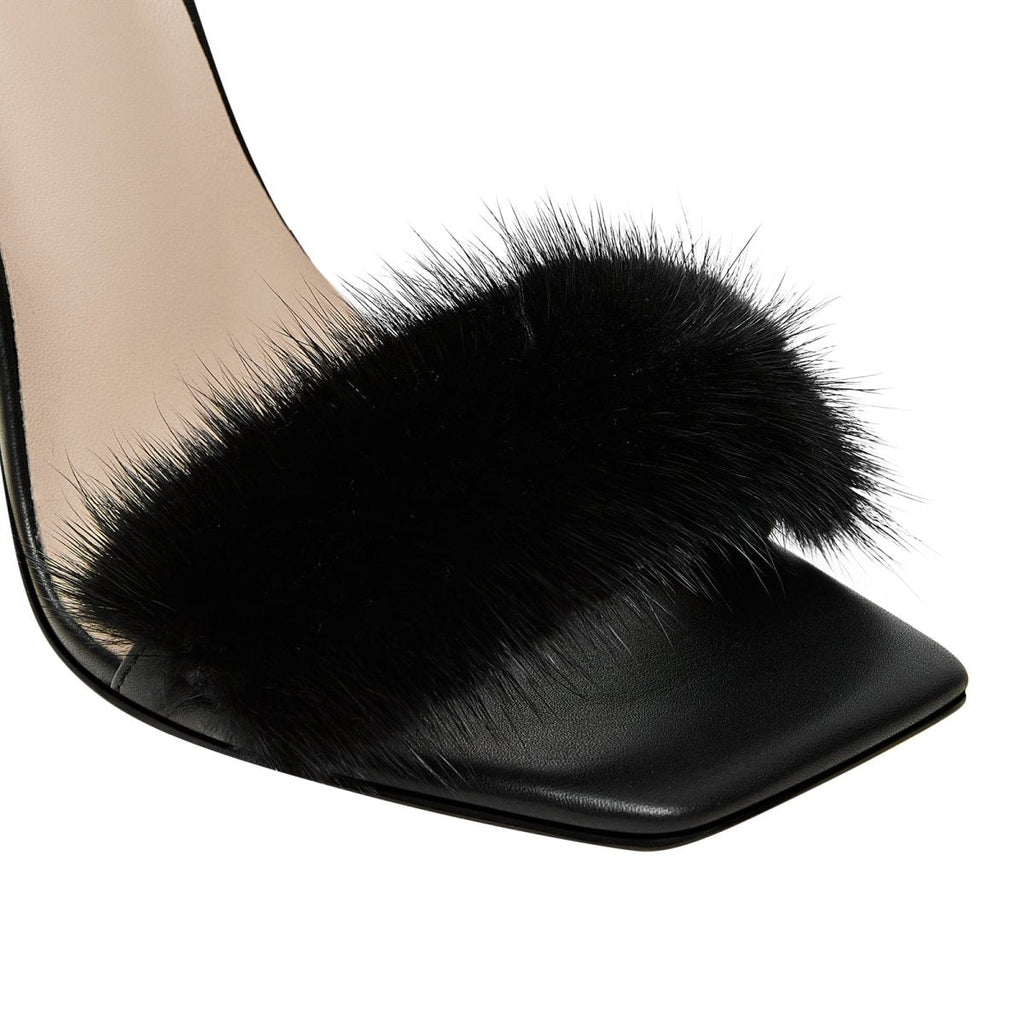 Furry Open Toe Ankle Strap Sandals