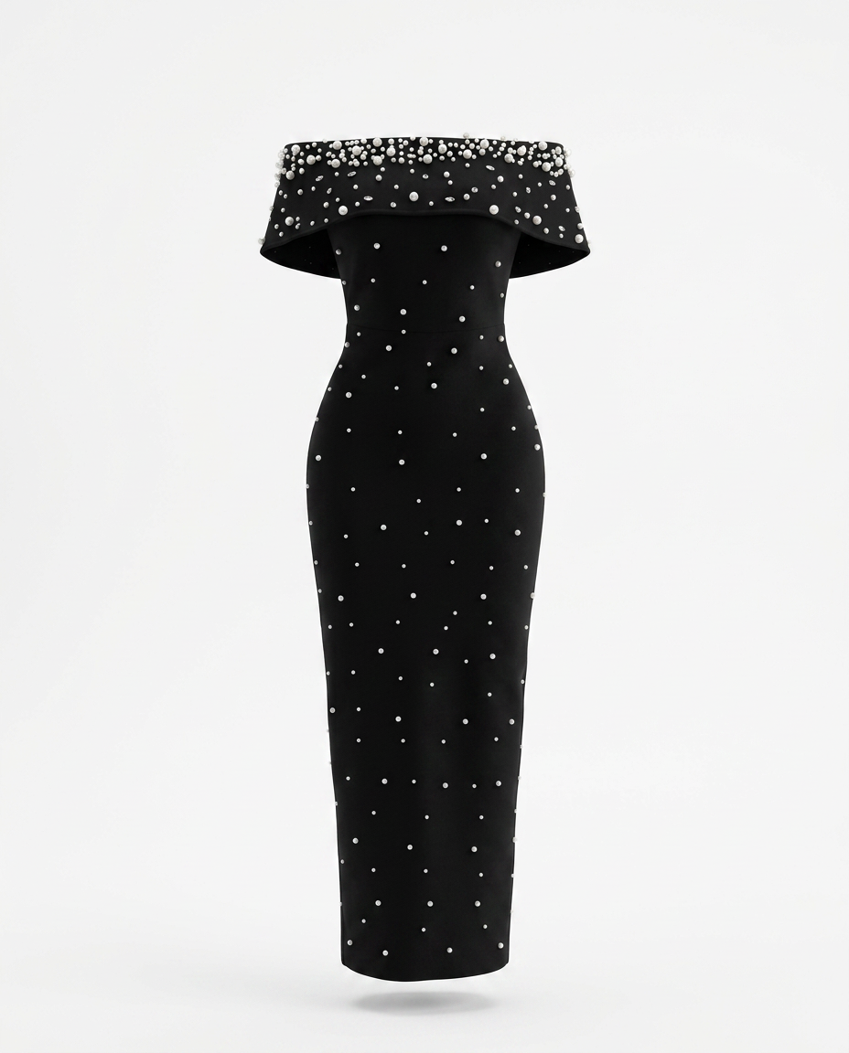 Pearl Off-Shoulder Bandage Dress