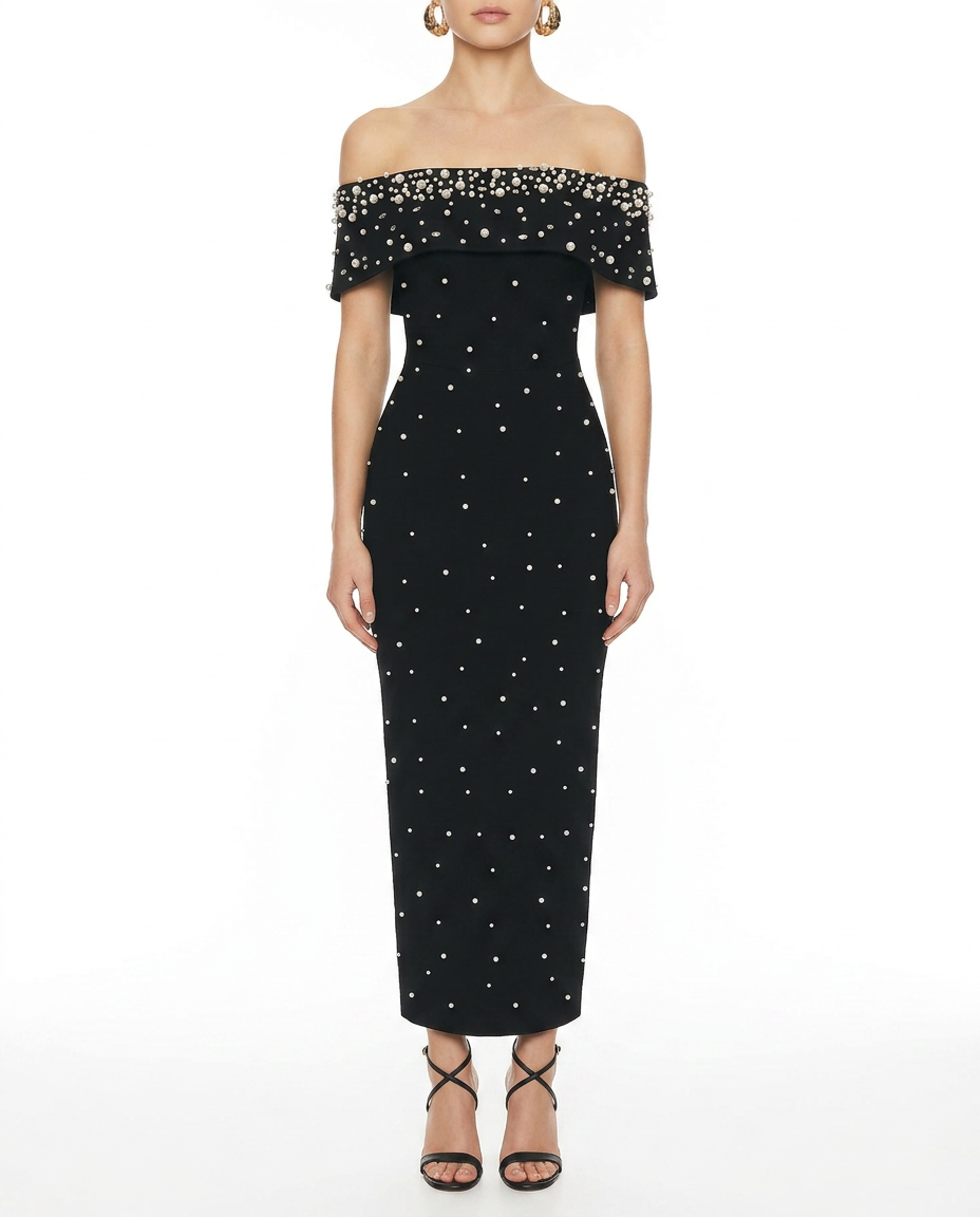 Pearl Off-Shoulder Bandage Dress