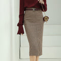 Brown Wool Pencil Skirt
