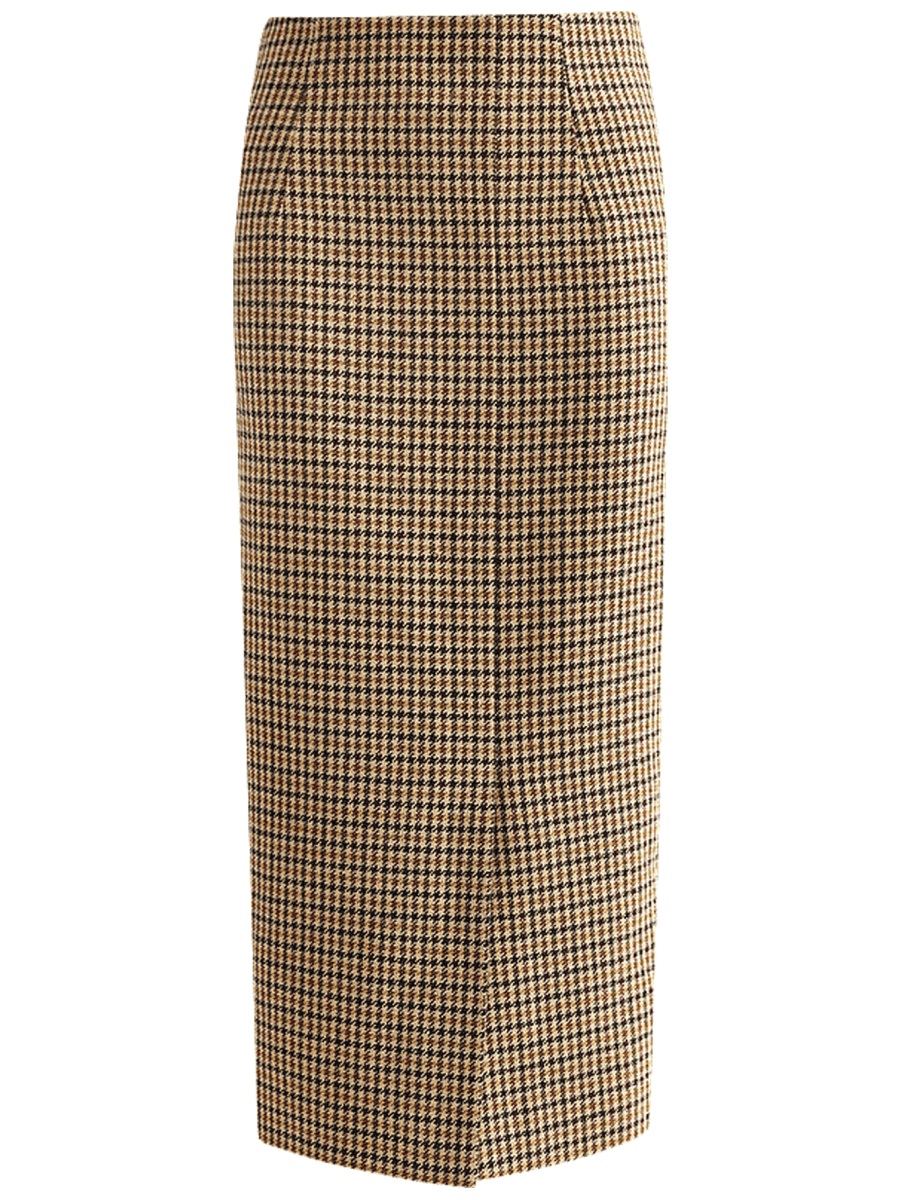 Brown Wool Pencil Skirt