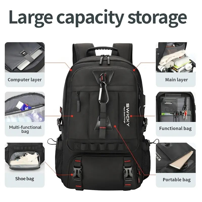 USB Laptop Backpack with Shoe Pocket