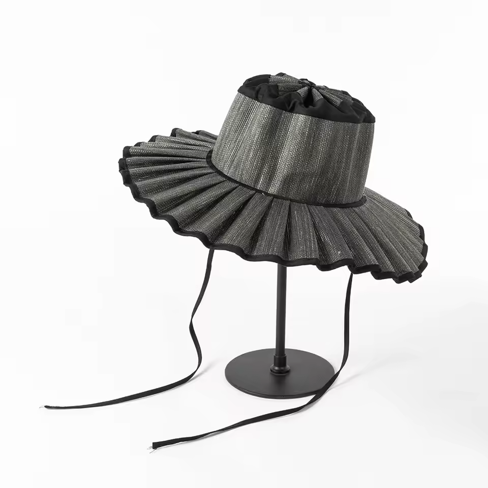 Pleated Straw Sun Hat