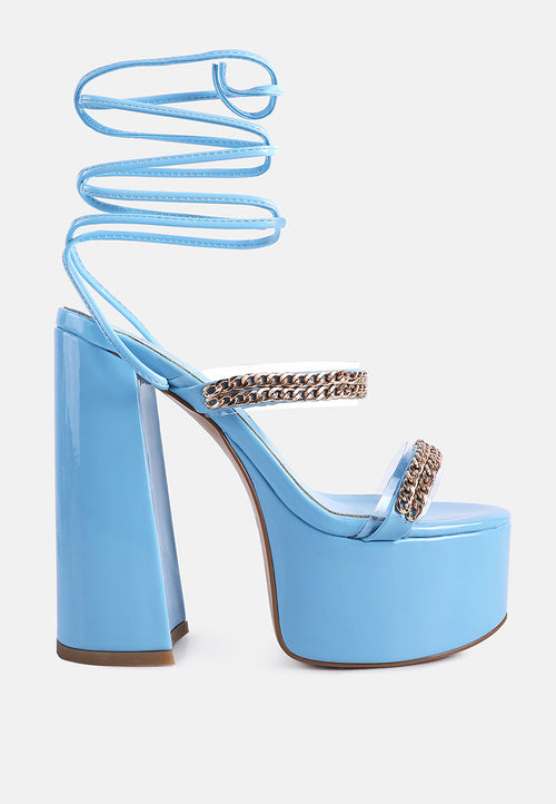 Chain Lace-Up Platform Sandals