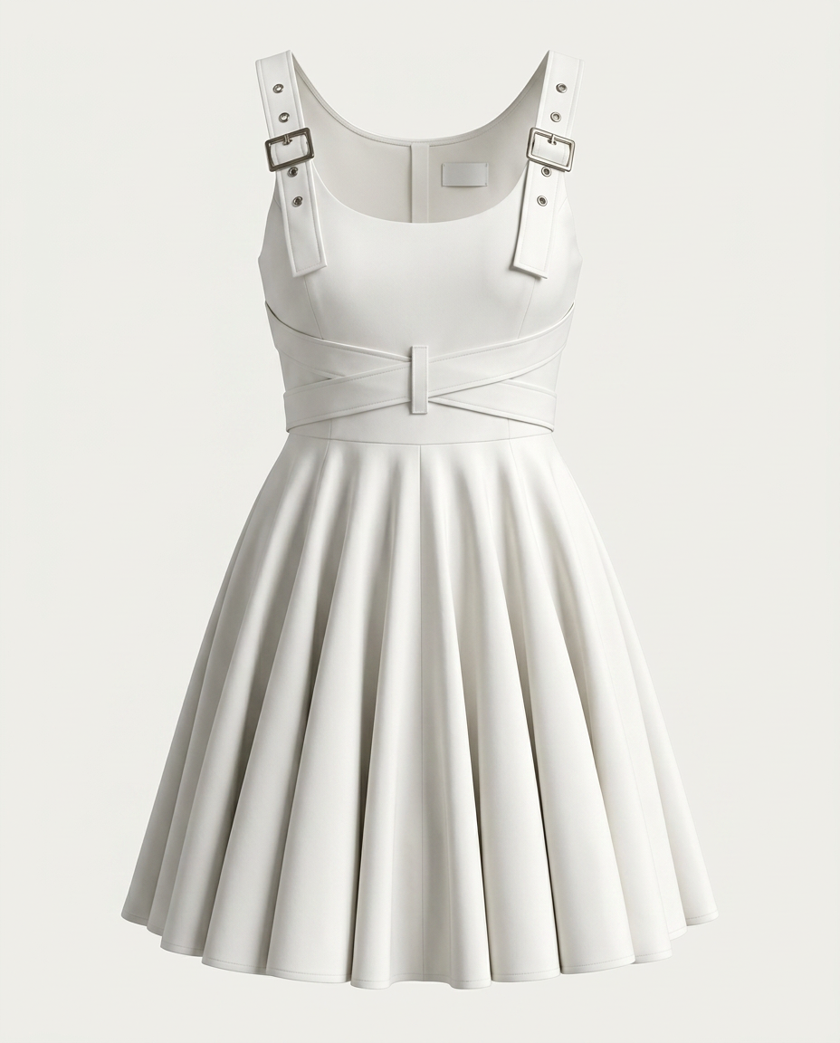 Stretch Denim Flared Dress