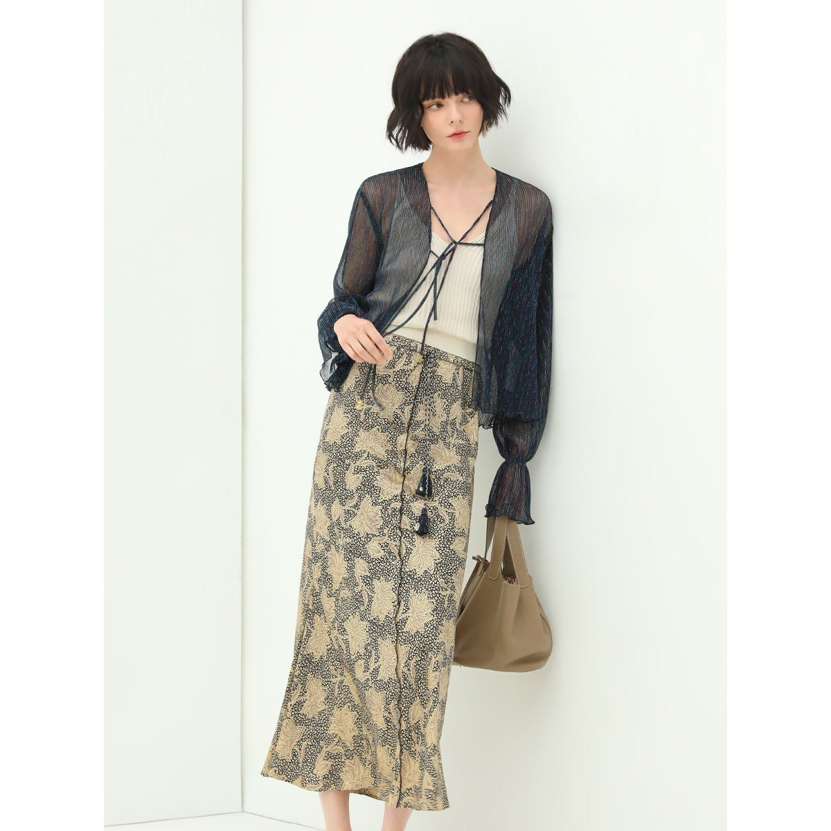 Khaki Satin Mermaid Skirt