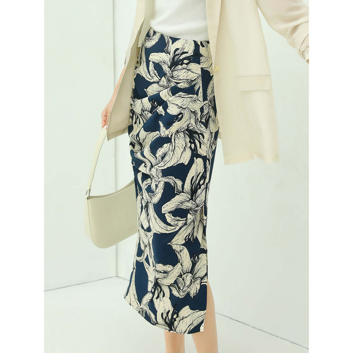 Navy Chiffon Wrap Skirt
