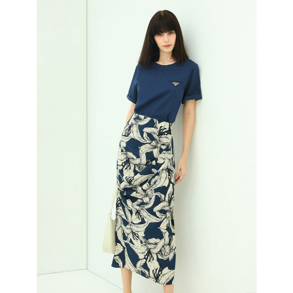 Navy Chiffon Wrap Skirt