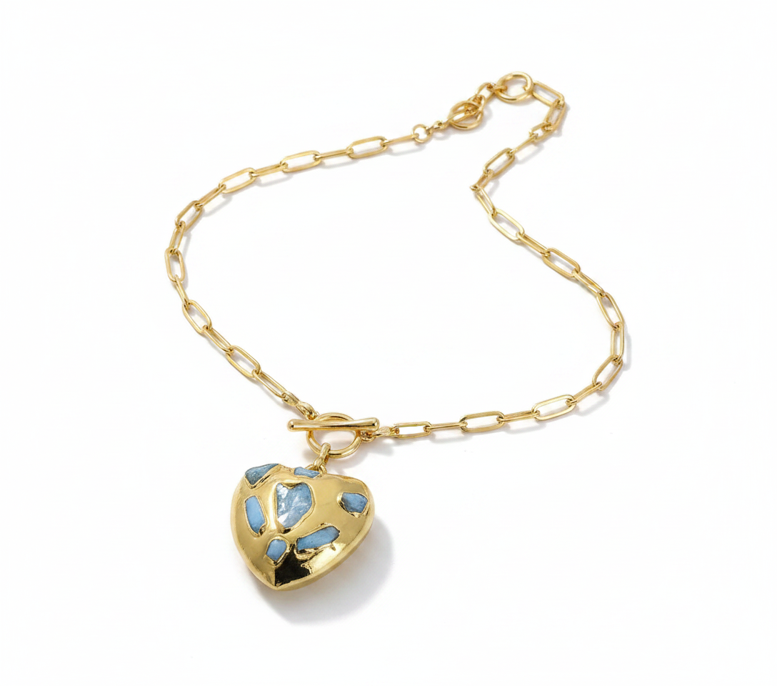 Larimar Heart Drop Earrings