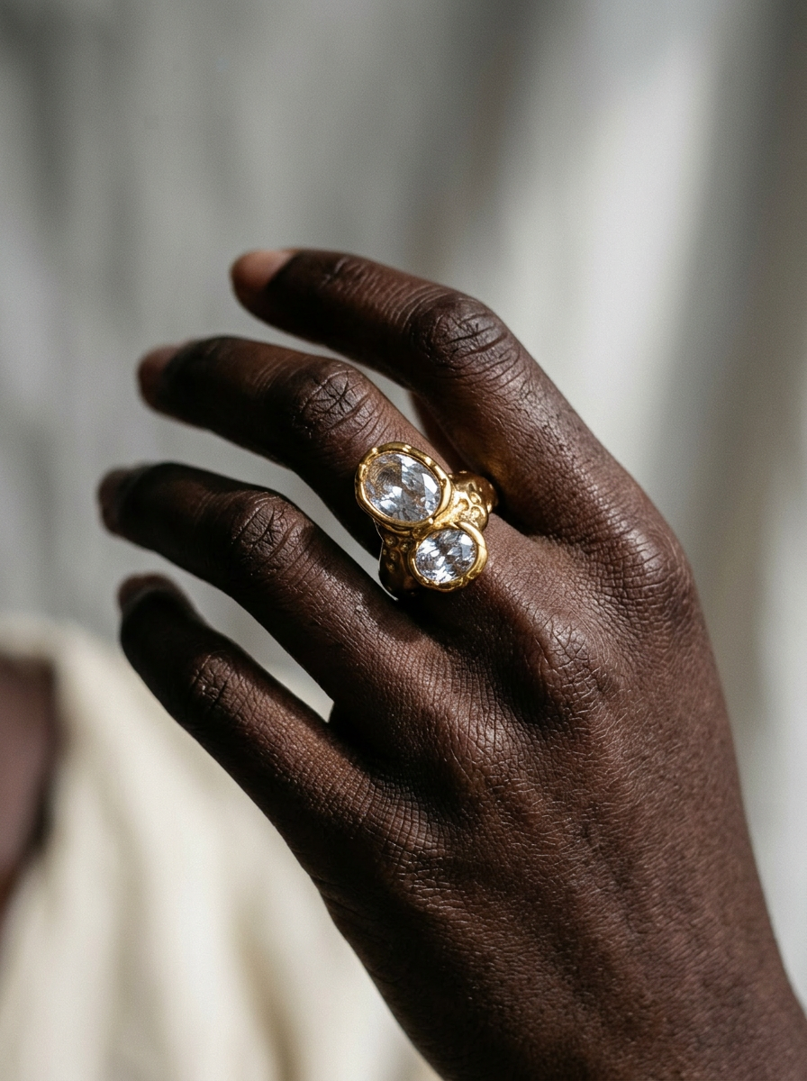 Gold-Plated Zircon Ring