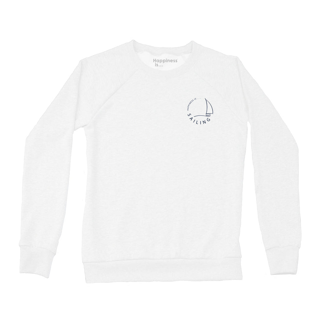 Women's Sailing Crew Sweatshirt Left Chest, White